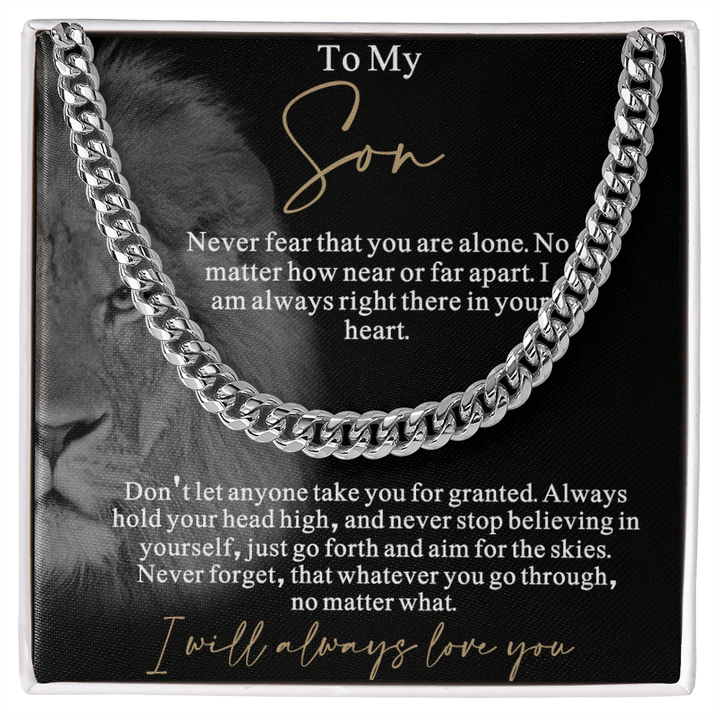 Gift for Son from Mom/Dad - Cuban Link Chain - "I Will Always Love You" Son Gift - The Love Sparkle