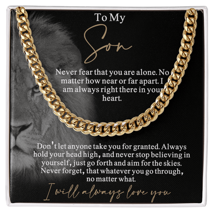 Gift for Son from Mom/Dad - Cuban Link Chain - "I Will Always Love You" Son Gift - The Love Sparkle