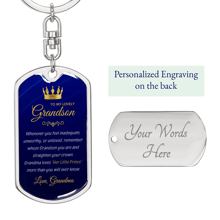 Grandma to Grandson Gift - "Her Little Prince" Graphic Keychain, A Daily Keepsake - The Love Sparkle