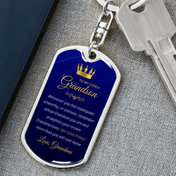 Grandma to Grandson Gift - "Her Little Prince" Graphic Keychain, A Daily Keepsake - The Love Sparkle