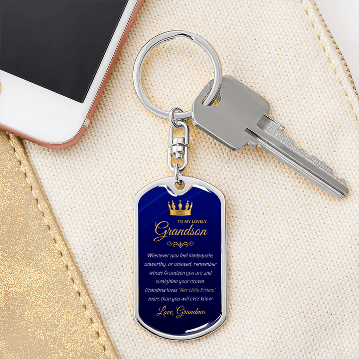Grandma to Grandson Gift - "Her Little Prince" Graphic Keychain, A Daily Keepsake - The Love Sparkle