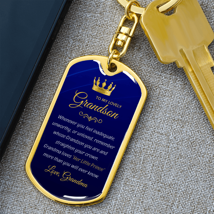 Grandma to Grandson Gift - "Her Little Prince" Graphic Keychain, A Daily Keepsake - The Love Sparkle