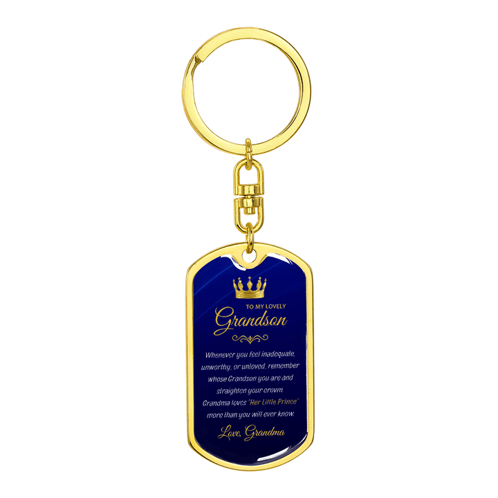 Grandma to Grandson Gift - "Her Little Prince" Graphic Keychain, A Daily Keepsake - The Love Sparkle