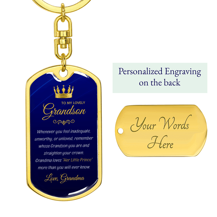Grandma to Grandson Gift - "Her Little Prince" Graphic Keychain, A Daily Keepsake - The Love Sparkle