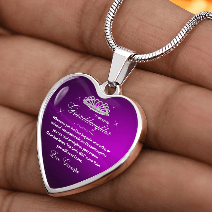 Grandpa to Granddaughter Gift - "His Little Girl" Luxury Heart Necklace with Empowering Message - The Love Sparkle
