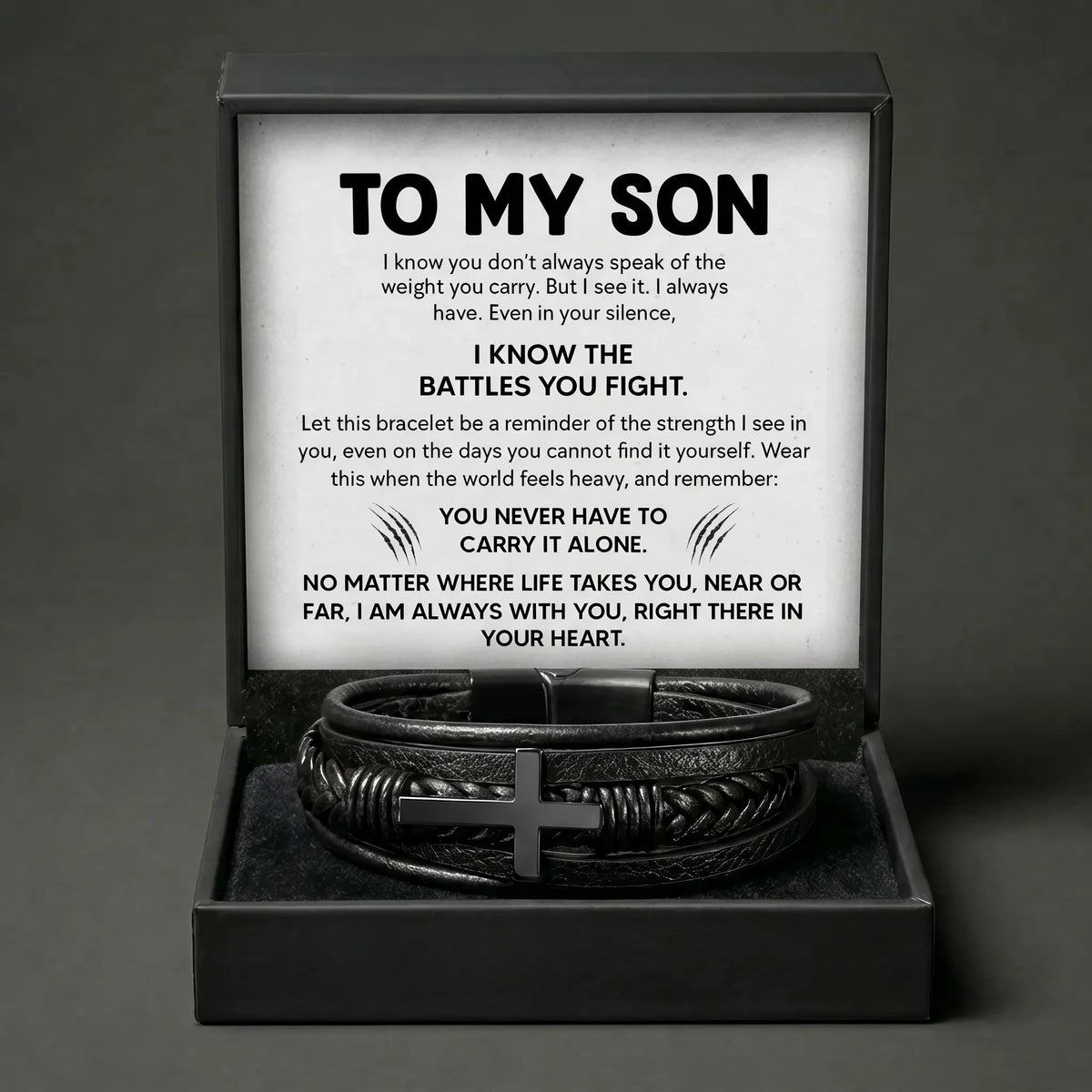 "I Know The Battles You Fight" Men's Cross Bracelet - Inspirational Gift For Son - The Love Sparkle