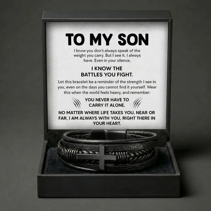 "I Know The Battles You Fight" Men's Cross Bracelet - Inspirational Gift For Son - The Love Sparkle