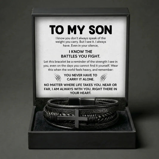 "I Know The Battles You Fight" Men's Cross Bracelet - Inspirational Gift For Son - The Love Sparkle