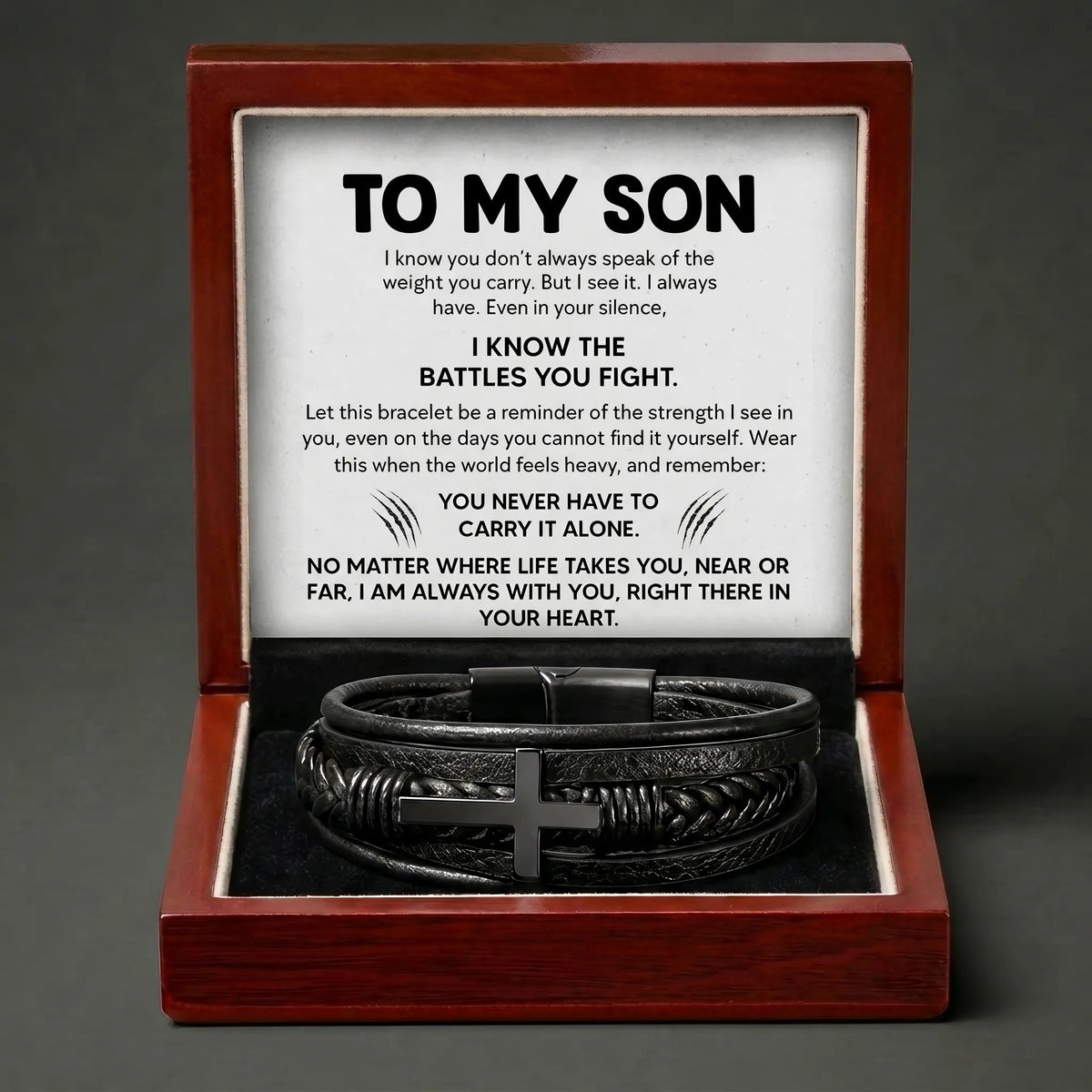 "I Know The Battles You Fight" Men's Cross Bracelet - Inspirational Gift For Son - The Love Sparkle