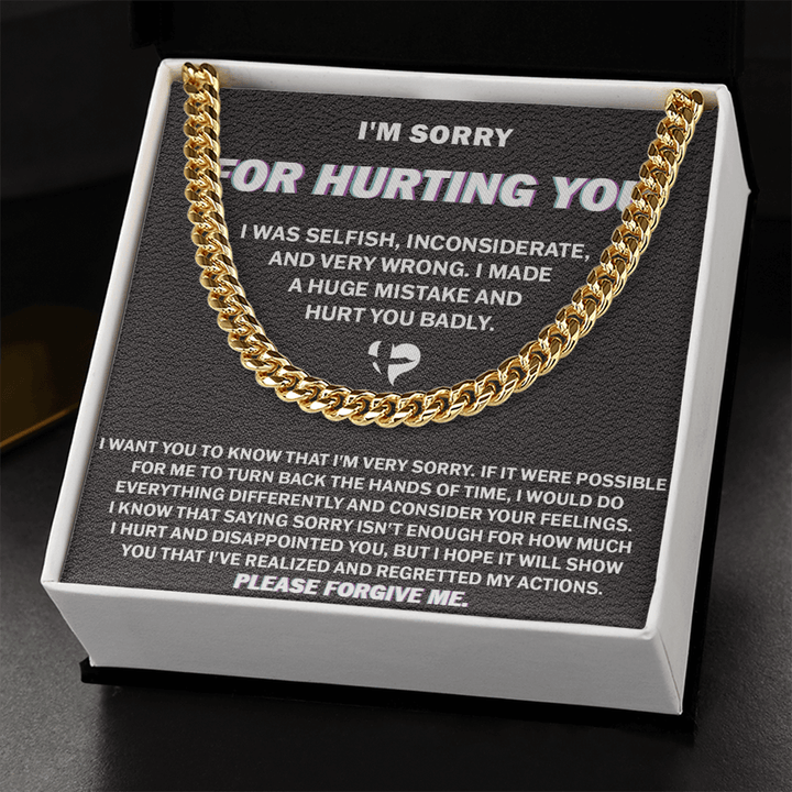 "I'm Sorry For Hurting You" Apology Gift - Cuban Link Chain - "Please Forgive Me" - The Love Sparkle