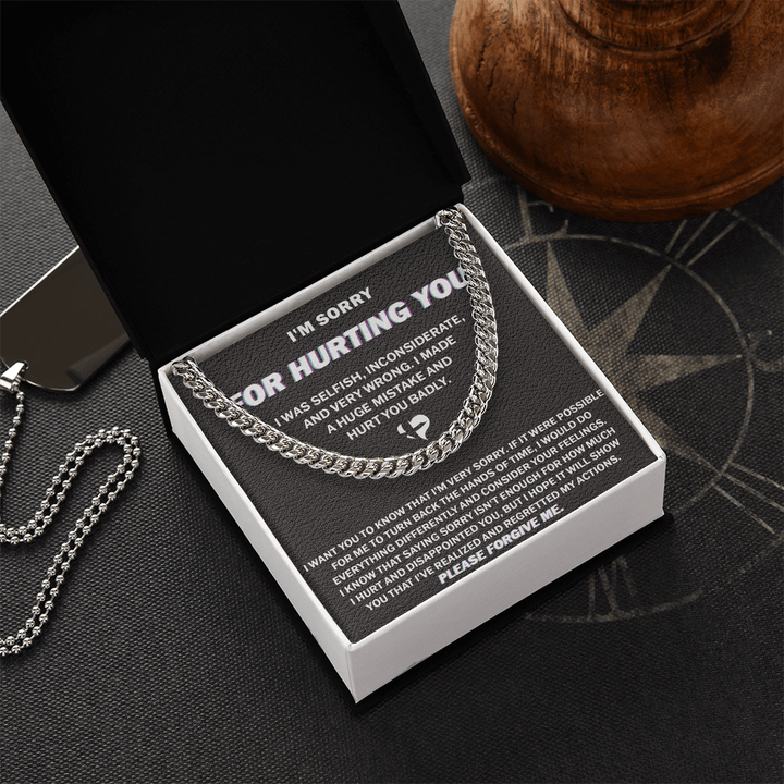 "I'm Sorry For Hurting You" Apology Gift - Cuban Link Chain - "Please Forgive Me" - The Love Sparkle