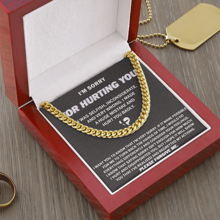 "I'm Sorry For Hurting You" Apology Gift - Cuban Link Chain - "Please Forgive Me" - The Love Sparkle