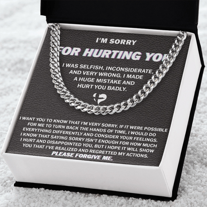 "I'm Sorry For Hurting You" Apology Gift - Cuban Link Chain - "Please Forgive Me" - The Love Sparkle