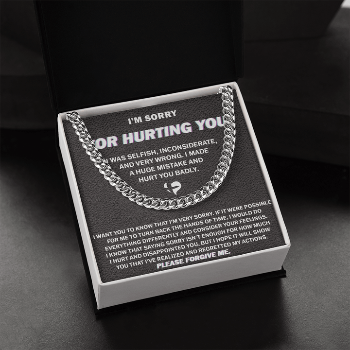 "I'm Sorry For Hurting You" Apology Gift - Cuban Link Chain - "Please Forgive Me" - The Love Sparkle