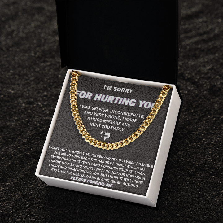 "I'm Sorry For Hurting You" Apology Gift - Cuban Link Chain - "Please Forgive Me" - The Love Sparkle