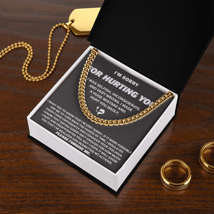 "I'm Sorry For Hurting You" Apology Gift - Cuban Link Chain - "Please Forgive Me" - The Love Sparkle