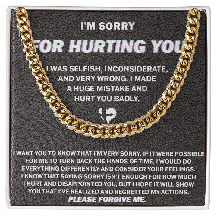 "I'm Sorry For Hurting You" Apology Gift - Cuban Link Chain - "Please Forgive Me" - The Love Sparkle