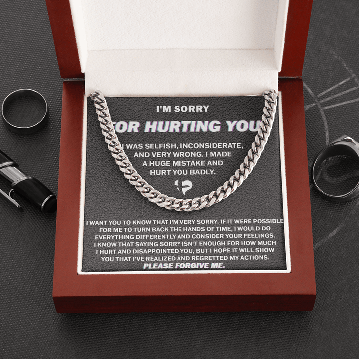 "I'm Sorry For Hurting You" Apology Gift - Cuban Link Chain - "Please Forgive Me" - The Love Sparkle