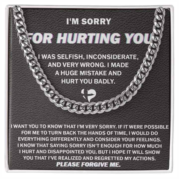 "I'm Sorry For Hurting You" Apology Gift - Cuban Link Chain - "Please Forgive Me" - The Love Sparkle