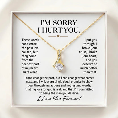 "I'm Sorry I Hurt You" Alluring Beauty Necklace – Meaningful Apology Gift for Her with Message Card - The Love Sparkle