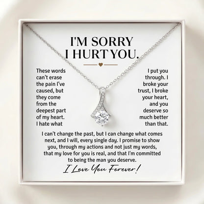 "I'm Sorry I Hurt You" Alluring Beauty Necklace – Meaningful Apology Gift for Her with Message Card - The Love Sparkle