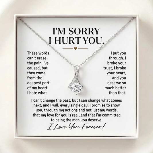 "I'm Sorry I Hurt You" Alluring Beauty Necklace – Meaningful Apology Gift for Her with Message Card - The Love Sparkle