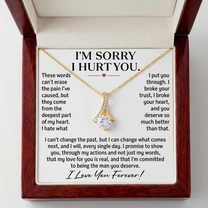 "I'm Sorry I Hurt You" Alluring Beauty Necklace – Meaningful Apology Gift for Her with Message Card - The Love Sparkle