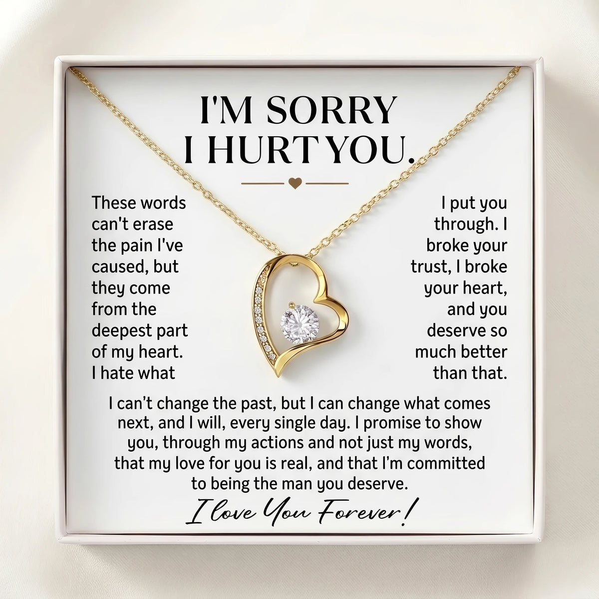 "I'm Sorry I Hurt You" Forever Love Necklace – Heartfelt Apology Gift for Wife or Girlfriend to Say Sorry and Make Things Right - The Love Sparkle