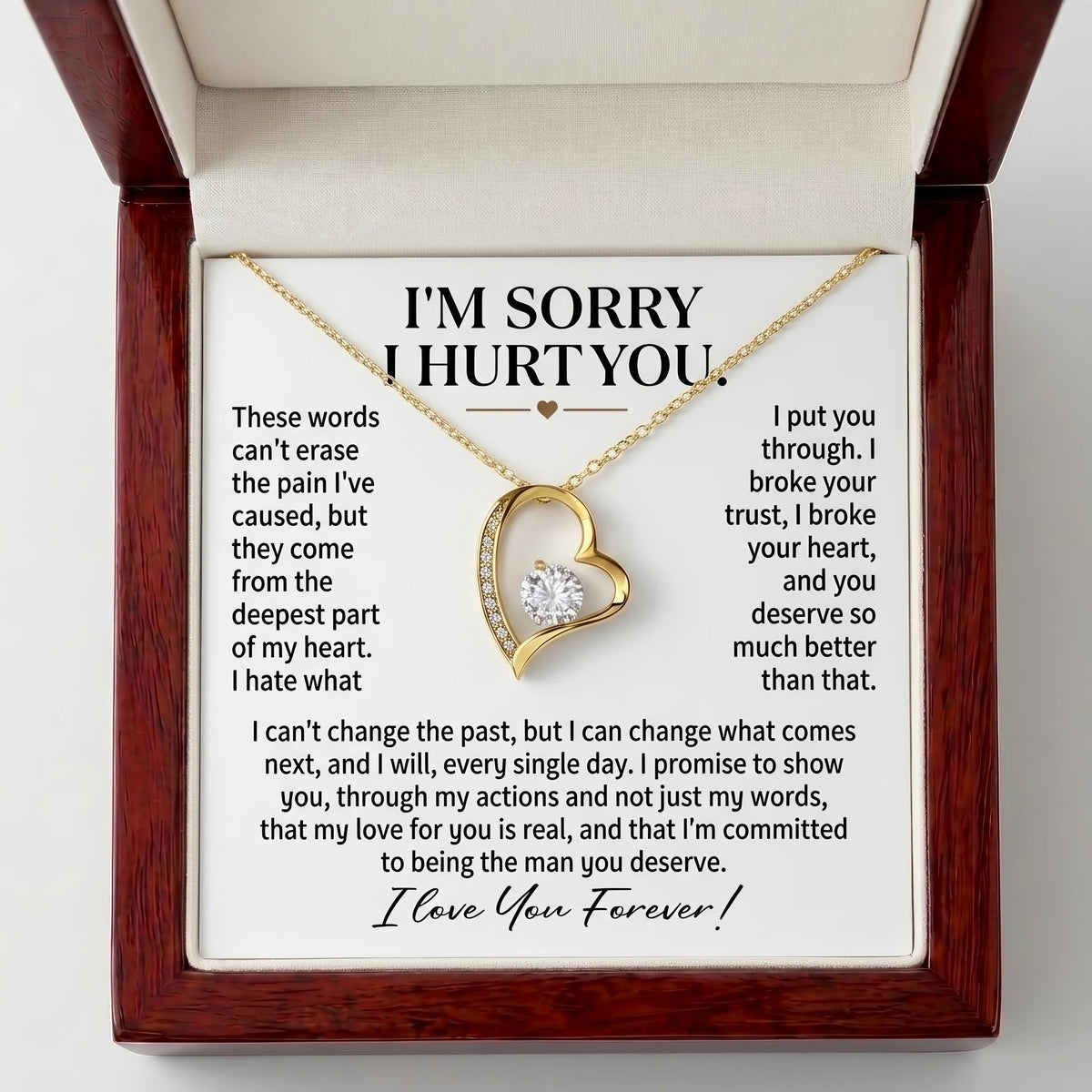"I'm Sorry I Hurt You" Forever Love Necklace – Heartfelt Apology Gift for Wife or Girlfriend to Say Sorry and Make Things Right - The Love Sparkle