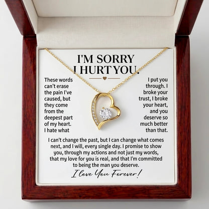 "I'm Sorry I Hurt You" Forever Love Necklace – Heartfelt Apology Gift for Wife or Girlfriend to Say Sorry and Make Things Right - The Love Sparkle