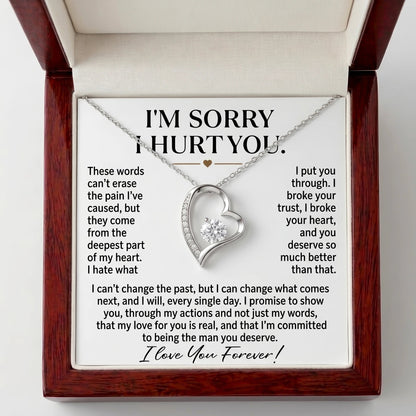 "I'm Sorry I Hurt You" Forever Love Necklace – Heartfelt Apology Gift for Wife or Girlfriend to Say Sorry and Make Things Right - The Love Sparkle