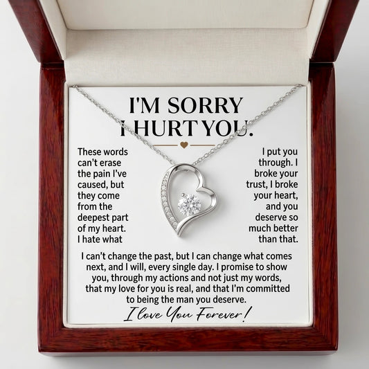 "I'm Sorry I Hurt You" Forever Love Necklace – Heartfelt Apology Gift for Wife or Girlfriend to Say Sorry and Make Things Right - The Love Sparkle