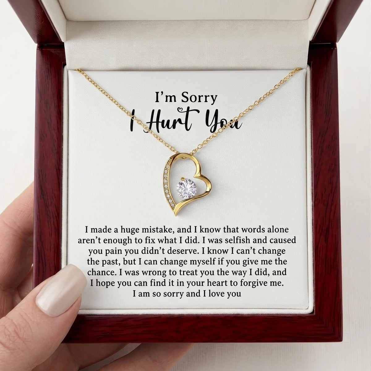 "I'm Sorry I Hurt You" Forever Love Necklace – Heartfelt Apology & Reconciliation Gift for Her - The Love Sparkle