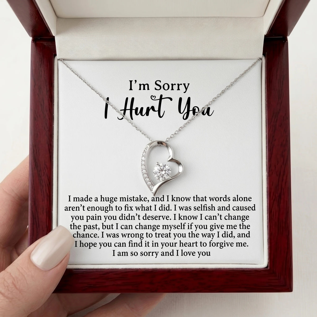"I'm Sorry I Hurt You" Forever Love Necklace – Heartfelt Apology & Reconciliation Gift for Her - The Love Sparkle