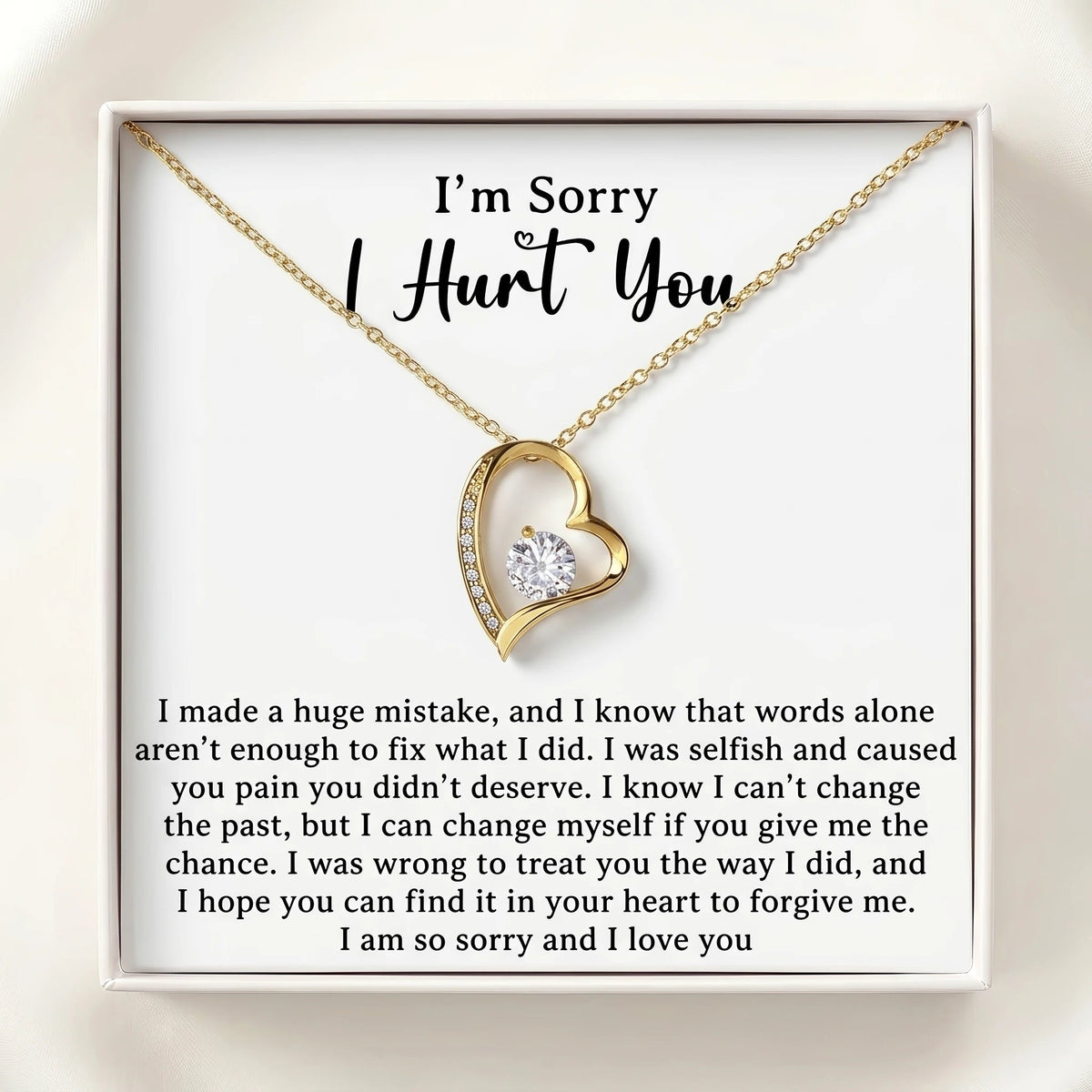"I'm Sorry I Hurt You" Forever Love Necklace – Heartfelt Apology & Reconciliation Gift for Her - The Love Sparkle