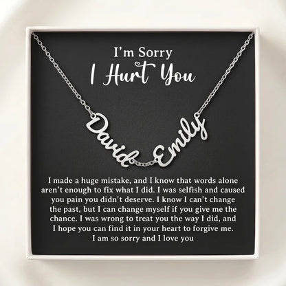 "I'm Sorry I Hurt You" Personalized Two Name Necklace – Say Sorry in a Way She'll Never Forget - The Love Sparkle