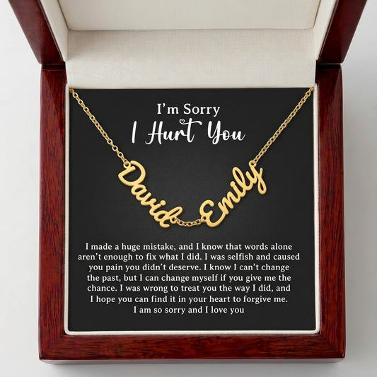 "I'm Sorry I Hurt You" Personalized Two Name Necklace – Say Sorry in a Way She'll Never Forget - The Love Sparkle