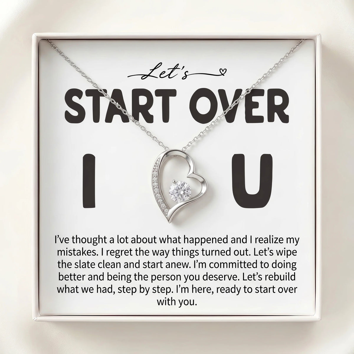 "Let's Start Over" Forever Love Necklace – A Heartfelt Apology Gift for Her, Wife or Girlfriend - The Love Sparkle