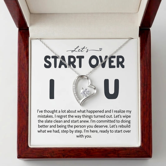 "Let's Start Over" Forever Love Necklace – A Heartfelt Apology Gift for Her, Wife or Girlfriend - The Love Sparkle
