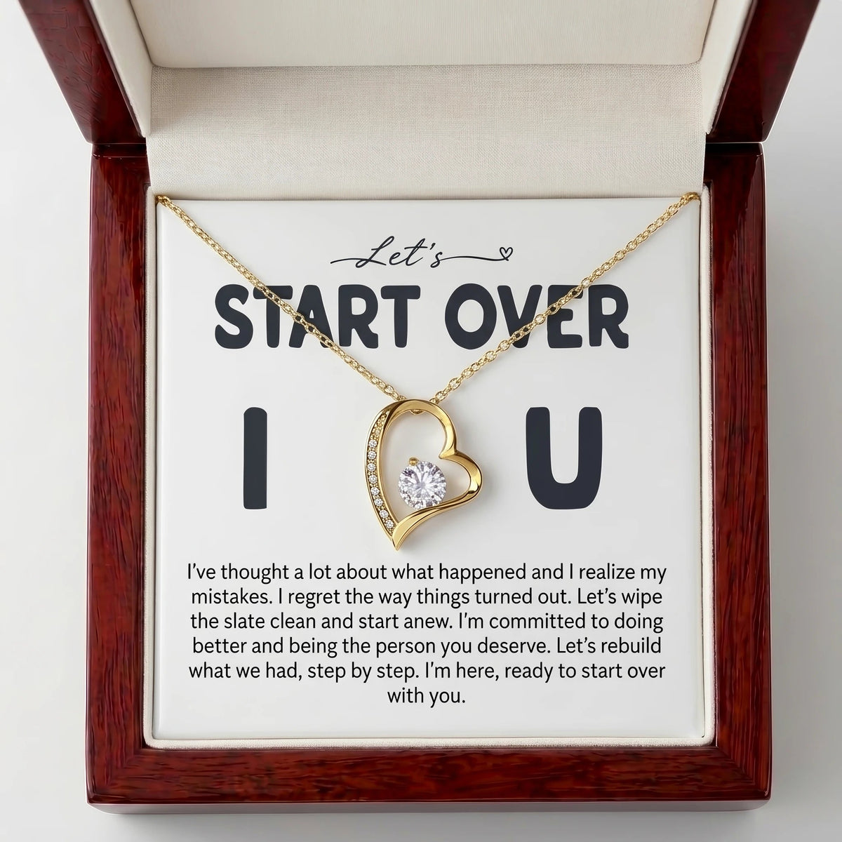 "Let's Start Over" Forever Love Necklace – A Heartfelt Apology Gift for Her, Wife or Girlfriend - The Love Sparkle