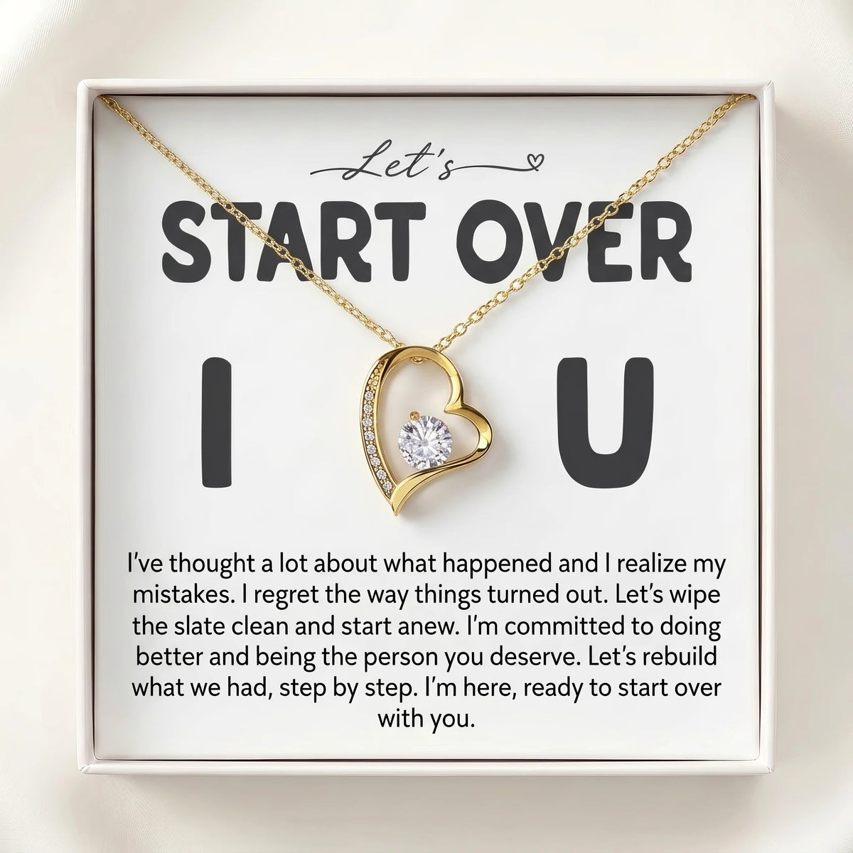 "Let's Start Over" Forever Love Necklace – A Heartfelt Apology Gift for Her, Wife or Girlfriend - The Love Sparkle