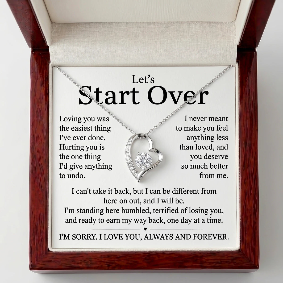 “Let's Start Over” Forever Love Necklace – Sincere Apology Gift to Win Her Heart Back - The Love Sparkle
