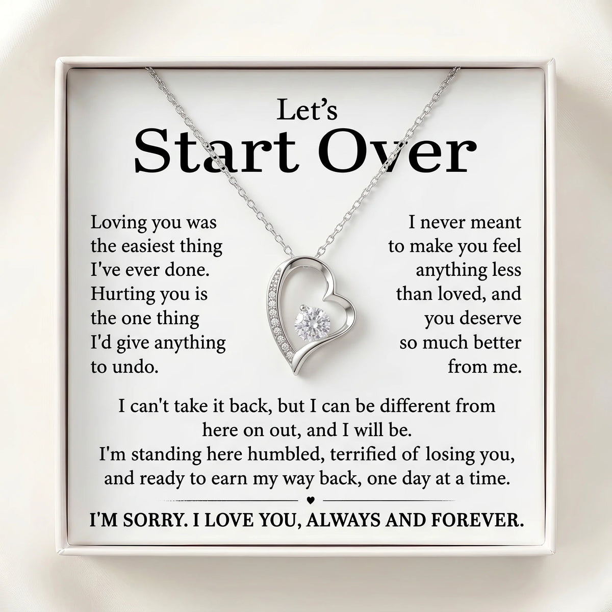 “Let's Start Over” Forever Love Necklace – Sincere Apology Gift to Win Her Heart Back - The Love Sparkle