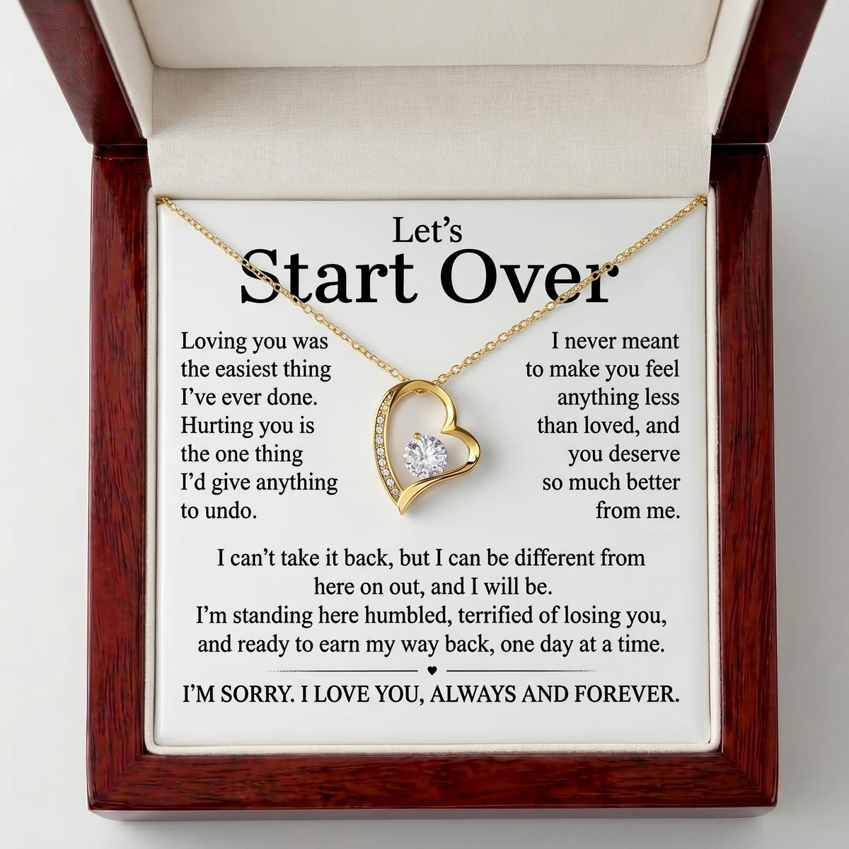 “Let's Start Over” Forever Love Necklace – Sincere Apology Gift to Win Her Heart Back - The Love Sparkle