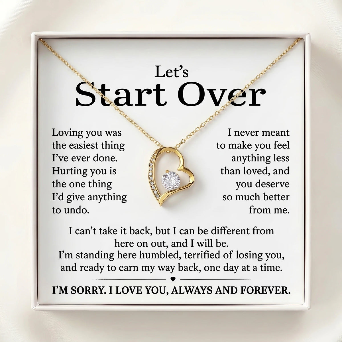 “Let's Start Over” Forever Love Necklace – Sincere Apology Gift to Win Her Heart Back - The Love Sparkle
