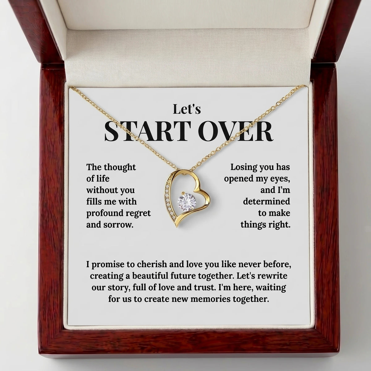 "Let's Start Over" Forever Love Necklace - The Ultimate Apology & Reconciliation Gift for Her - The Love Sparkle