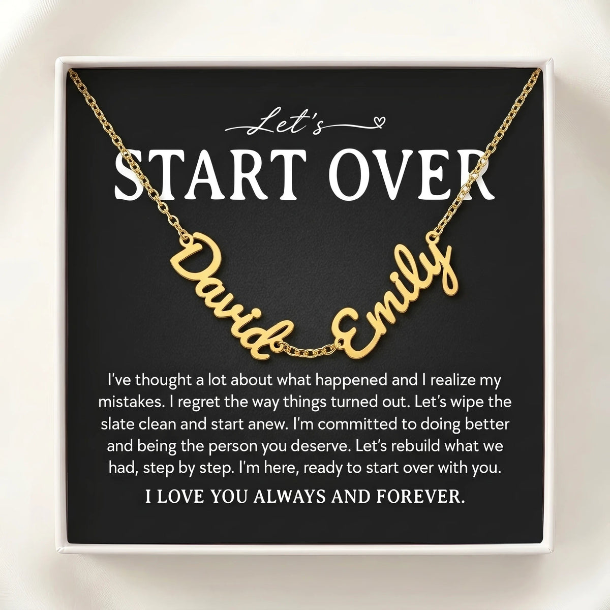 "Let's Start Over" Personalized Two Name Necklace – Say Sorry in a Way She'll Never Forget - The Love Sparkle