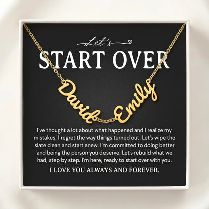 "Let's Start Over" Personalized Two Name Necklace – Say Sorry in a Way She'll Never Forget - The Love Sparkle