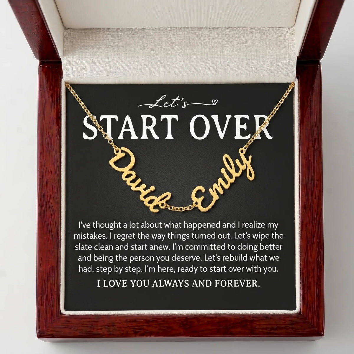 "Let's Start Over" Personalized Two Name Necklace – Say Sorry in a Way She'll Never Forget - The Love Sparkle