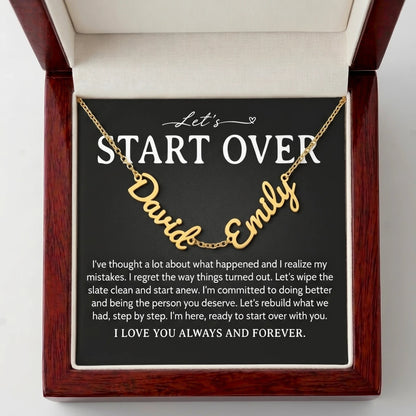 "Let's Start Over" Personalized Two Name Necklace – Say Sorry in a Way She'll Never Forget - The Love Sparkle